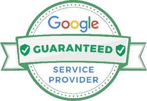 Badge with "Google Guaranteed Service Provider" text and checkmarks in a circular design.